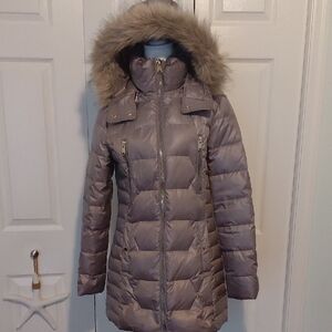 Marc New York Women's Puffer Jacket with Fur Hood - Gray